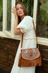 Lost Bird Feather Bag Antique Medium/Dark Tan - Jodi Lee