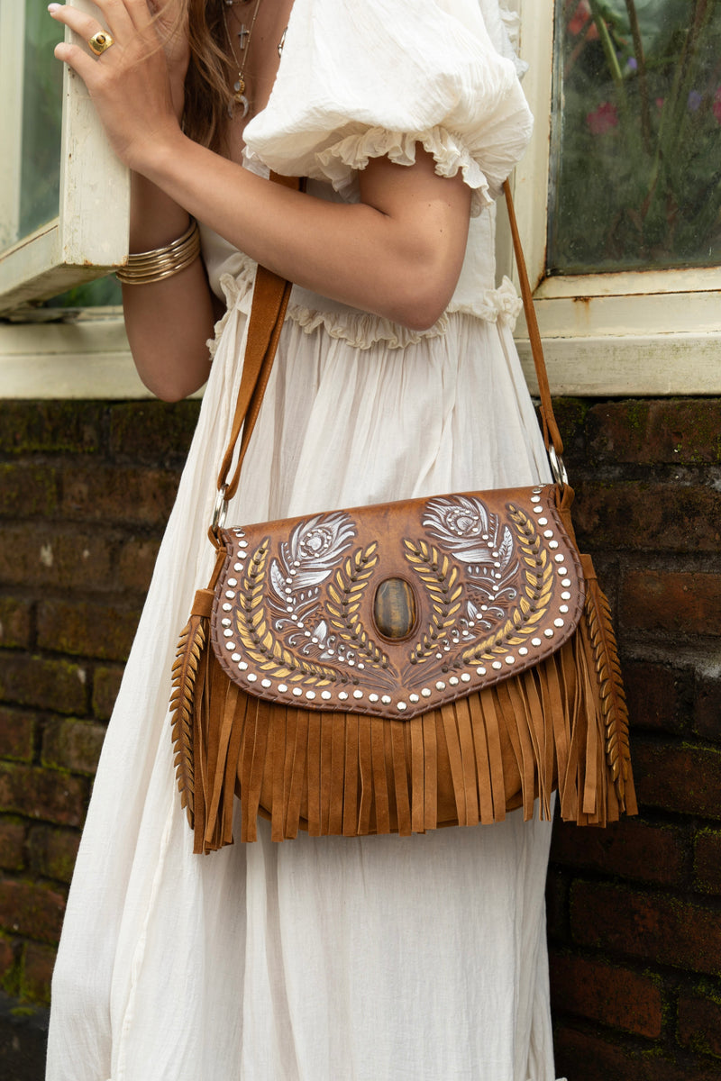 Lost Bird Feather Bag Antique Medium/Dark Tan - Jodi Lee