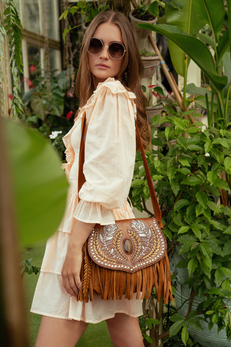 Lost Bird Feather Bag Antique Medium/Dark Tan - Jodi Lee