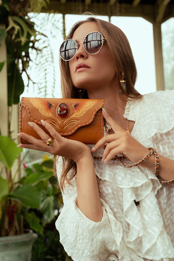 Luna Wallet Antique Tan/Carnelian Stone (LIMITED EDITION)
