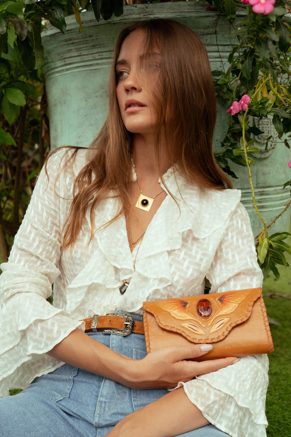 Luna Wallet Antique Tan/Carnelian Stone (LIMITED EDITION)