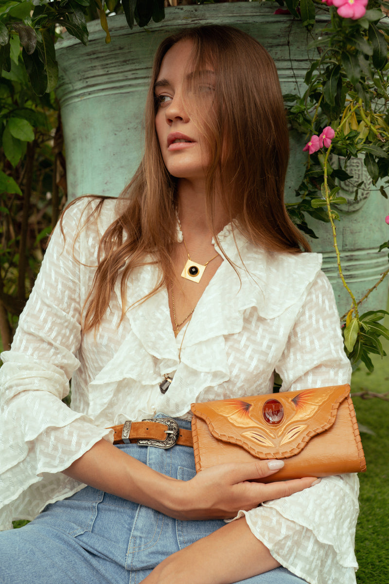 Luna Wallet Antique Tan/Carnelian Stone (LIMITED EDITION)