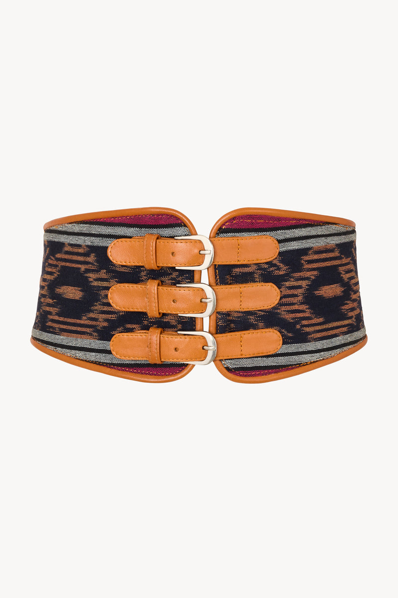 Zanzibar Buckle Belt Black Rainbow/Tan - Jodi Lee