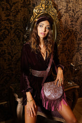 Antheia Fringe Bag Metallic Burgundy - Jodi Lee