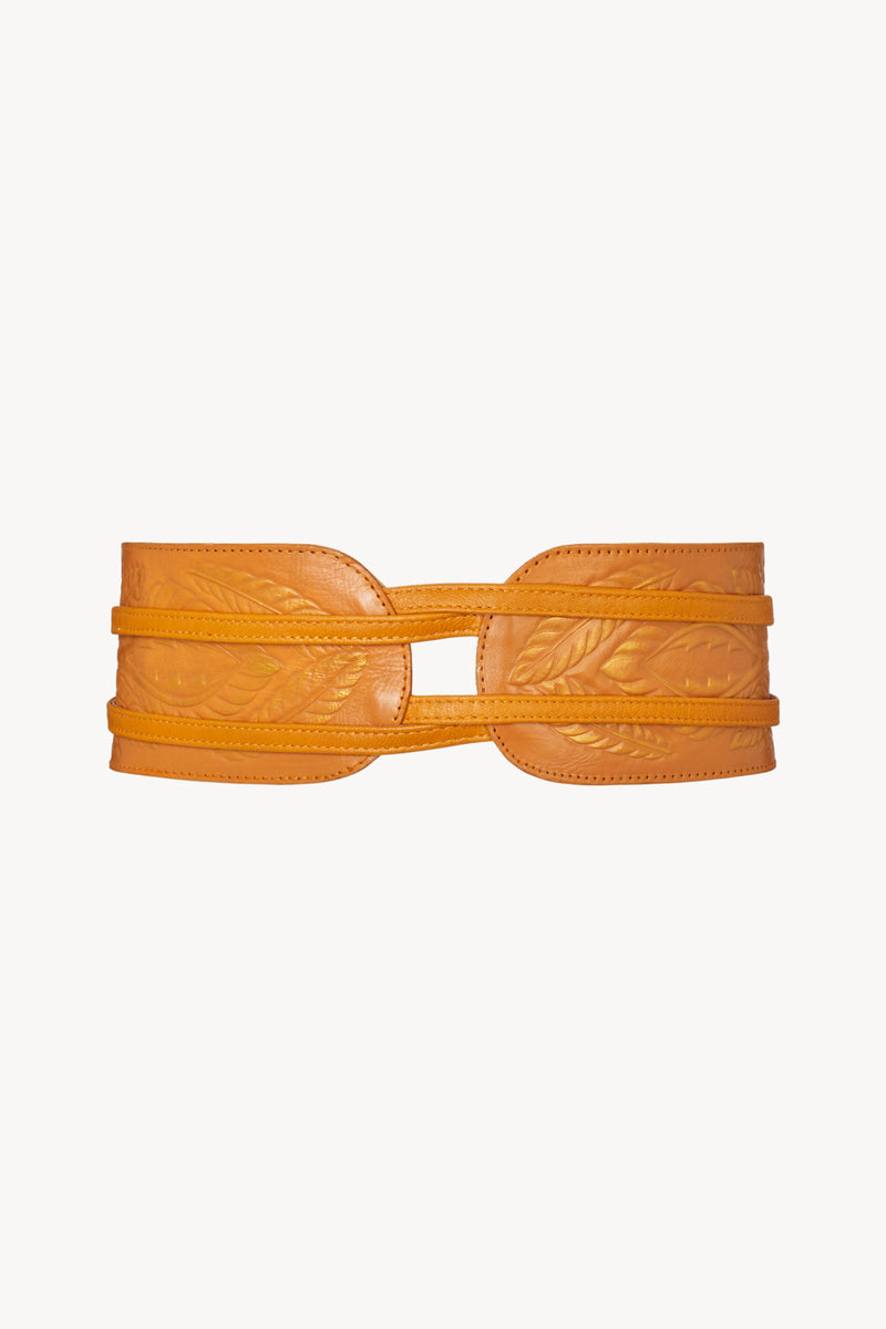 Lyrebird Feather Belt Antique Tan/Gold - Jodi Lee