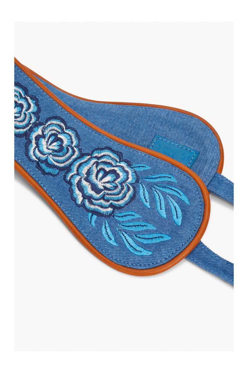 Rose Embroidery Belt Denim/Antique Tan - Jodi Lee